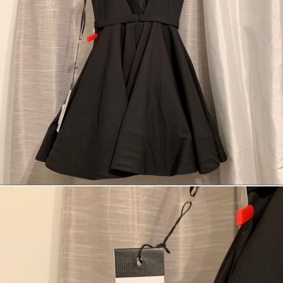 IEENA for Mac Duggal Fit & Flare Cocktail Black Dress 8 - Picture 4 of 9